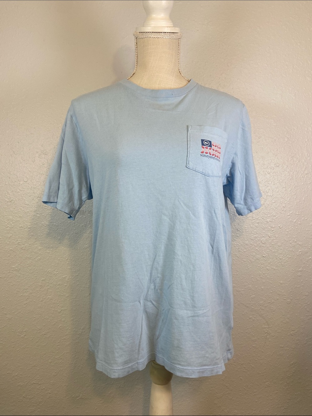 Vineyard Vines Blue Americana Football Preppy Sporty T-Shirt Size XL